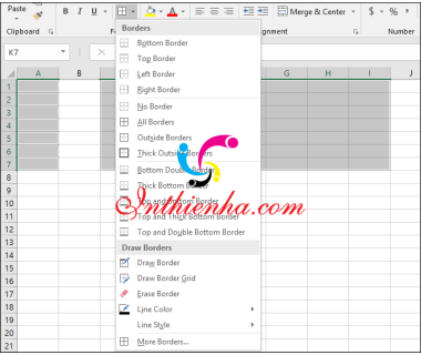 Cách tạo khung kẻ đường viền trong Excel 2007, 2010, 2013, 2016