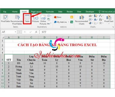 16+ Cách kẻ tạo bảng trong Excel 2007 2010 2013 2016 đơn giản nhất