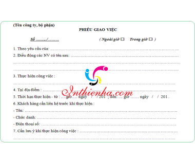 In giấy giao việc cho nhân viên giá rẻ lấy ngay / Giao miễn phí Hà Nội