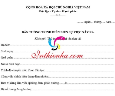 Mẫu bản tường trình mới được sử dụng nhiều nhất 2021