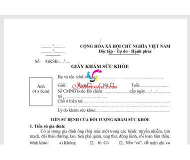 Mẫu giấy khám sức khỏe chuẩn mới nhất 2021