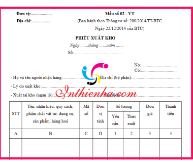Tải mẫu phiếu xuất kho mới nhất 2021 mẫu 01, 02, C21