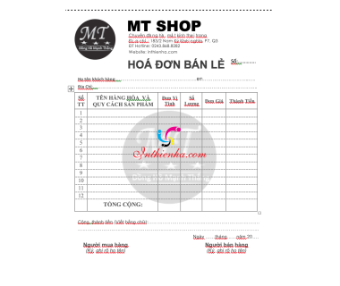 Mẫu hóa đơn bán lẻ, hóa đơn bán hàng File Word, Excel