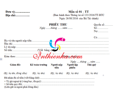 Mẫu phiếu thu tiền mặt theo thông tư 48, 133, 200 mới nhất 2021