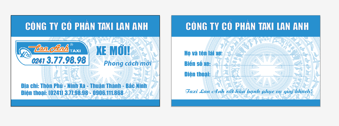 in card nhà xe