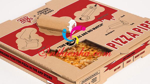 in hộp đựng bánh pizza