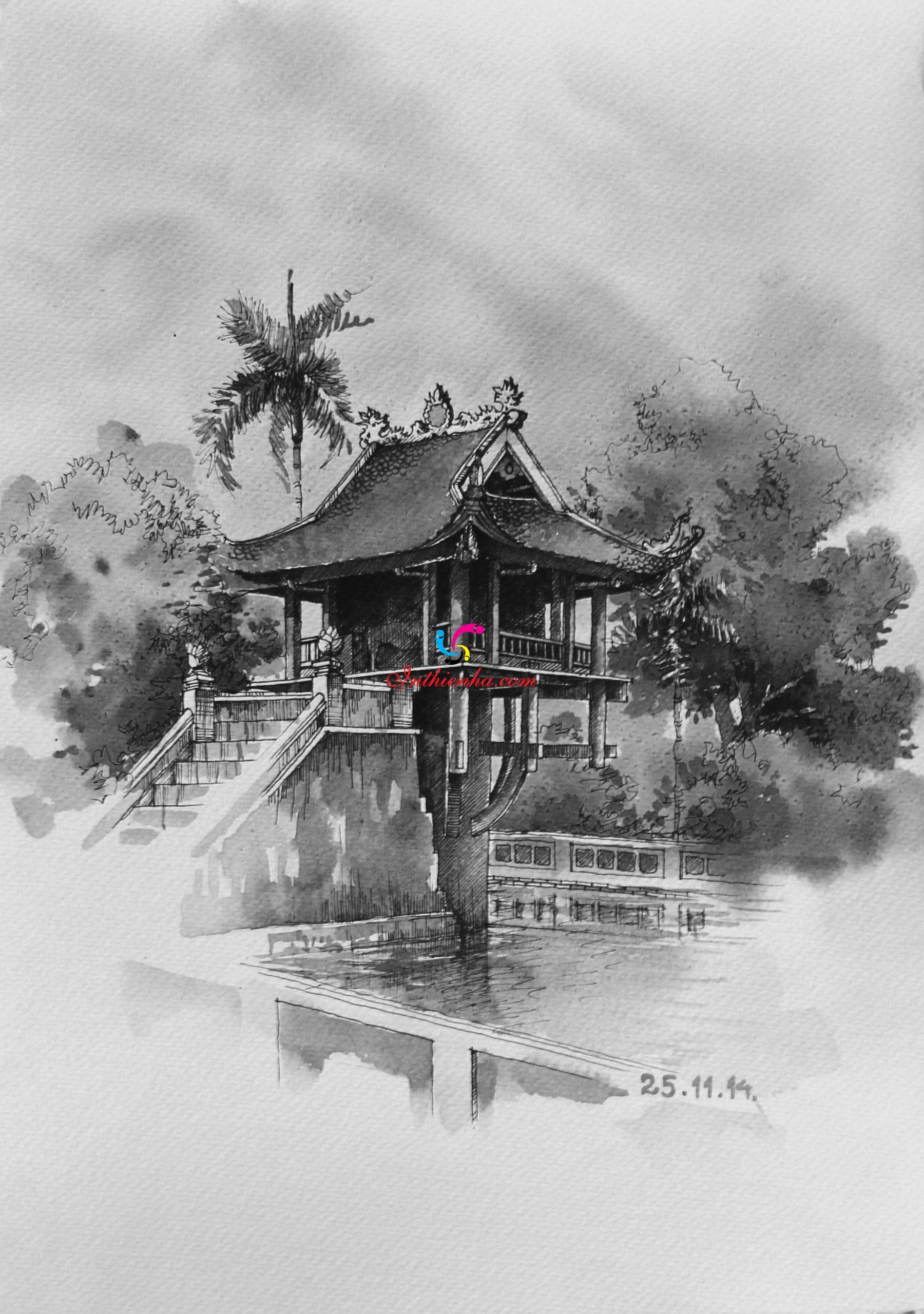 Tổng hợp các bức tranh tô màu chùa Một cột đẹp nhất dành tặng cho bé | Kiến  trúc nhật, Minh họa cổ điển, Nhật ký nghệ thuật