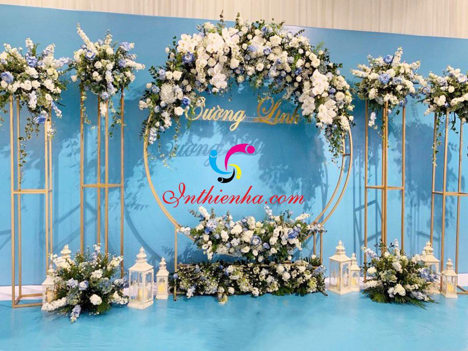 Mẫu backdrop phông cưới hỏi bằng tone màu