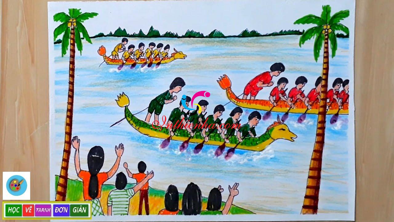 Khám phá 101 vẽ tranh lễ hội đua thuyền hay nhất  thtantai2eduvn